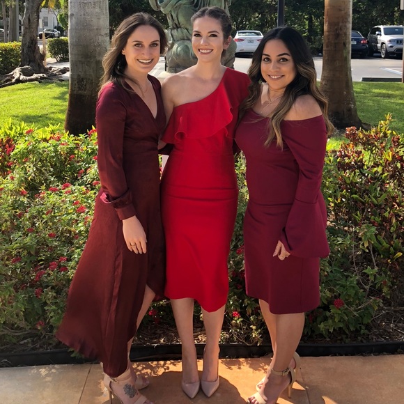 zara red one shoulder dress